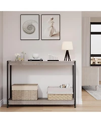 gaomon 2-Tier Narrow Console Table for Sofa or Entryway - Modern Farmhouse Accent Table with Open Shelf