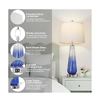Sofucor 27.5-inch Table Lamps Set of 2 with Touch Control, 3-Way Dimmable Modern Glass Bedside Lamps with Bedrooms Decorations