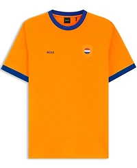 Boss by Hugo Men's Stretch-Cotton Netherlands Country Flag Logo T-Shirt