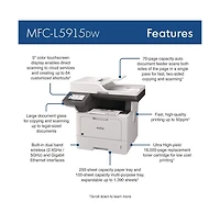 Brother MFCL5915DW Business Monochrome Aio Copy/Fax/Print/Scan Laser Printer