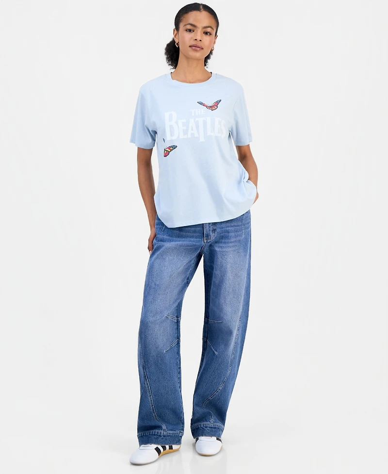 Love Tribe Juniors' Beatles Butterfly Graphic T-Shirt