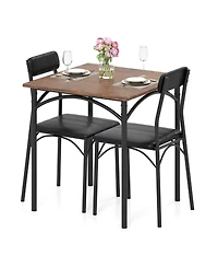 Slickblue 3 Piece Dining Set Square Table with 2 Chairs Compact Design