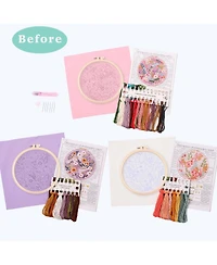 Gnuadz 3 Pack Embroidery Starter Kit Cross Stitch Beginner Plastic Rings Threads