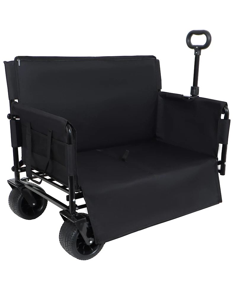 Mondawe 3-in-1 Convertible Folding Storage Wagon Utility Carts w/ 500LBS Capacity, 180L Space, All-Terrain Wheels for Outdoor Use