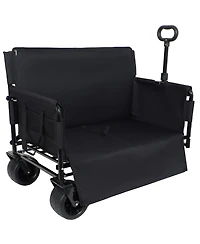 Mondawe 3-in-1 Convertible Folding Storage Wagon Utility Carts w/ 500LBS Capacity, 180L Space, All-Terrain Wheels for Outdoor Use