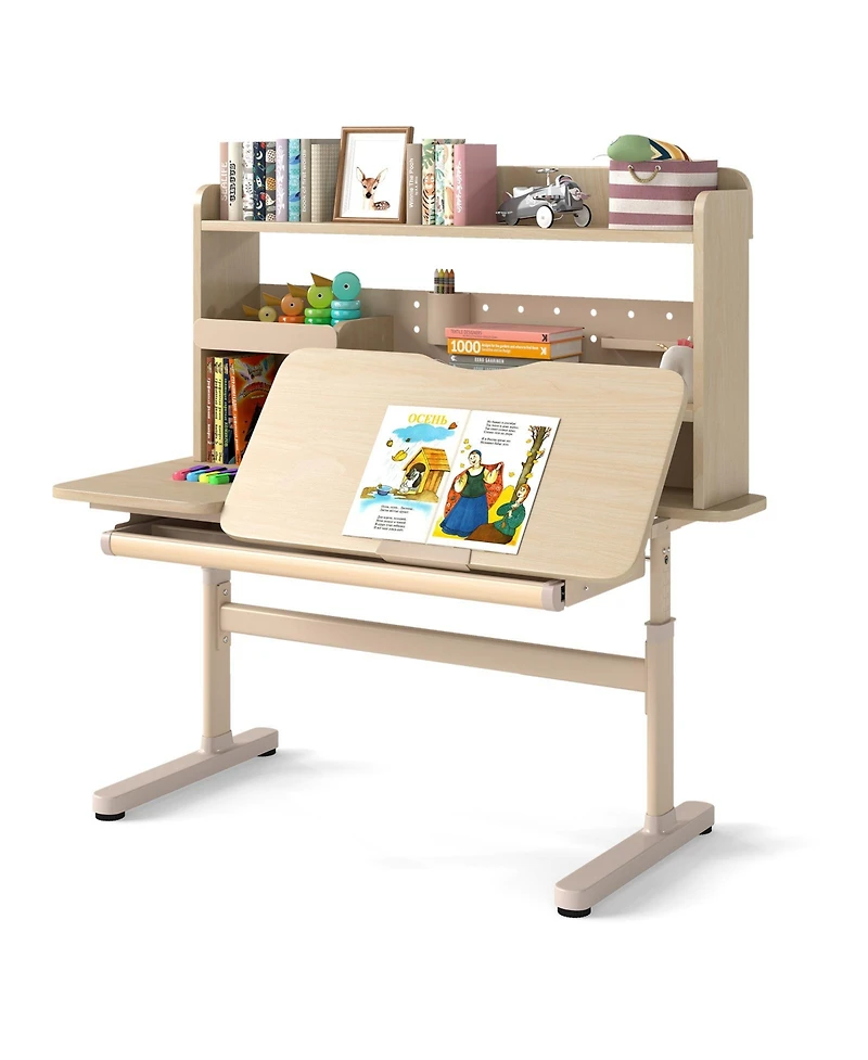 Slickblue Ergonomic Writing Desk with Tilt Surface and Book Stand Holder