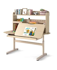 Slickblue Ergonomic Writing Desk with Tilt Surface and Book Stand Holder