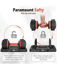 Fed Fitness 15LB to 55LB Adjustable Dumbbell Set Pair 5-Level Weights Anti-Slip Handle Full Body Workout Equipment