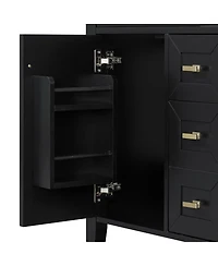 Sillysis 24 Inch Modern Black Bathroom Vanity with Ceramic Sink, Ample Drawer Storage, Solid Wood Frame for Small Spaces