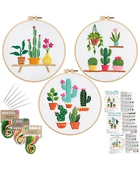 Gnuadz 3 Sets Embroidery Kits Beginners Hoop Instruction