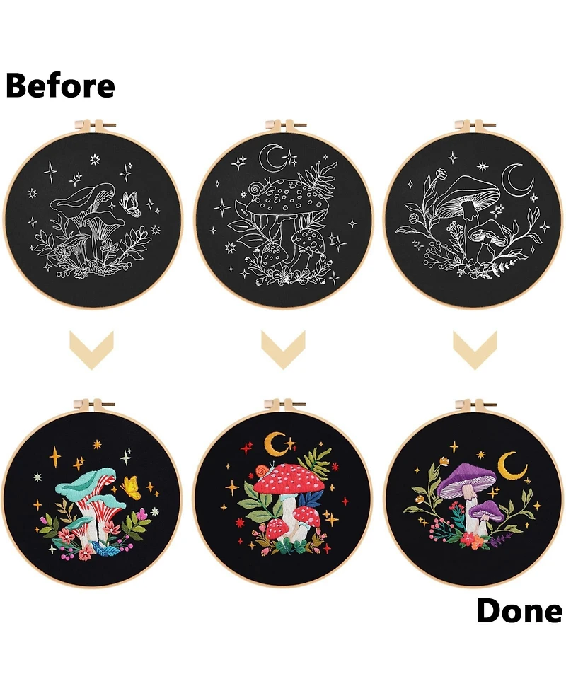 Gnuadz 3 Pack Embroidery Kit Adults Beginners Hoop Thread Guide Diy