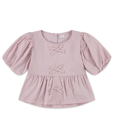 abercrombie kids Toddler Girls' 2T-5T Bow-Detail Puff-Sleeve Top