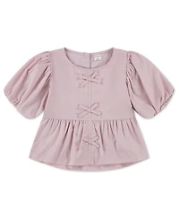 abercrombie kids Toddler Girls' 2T-5T Bow-Detail Puff-Sleeve Top