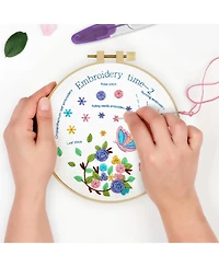 Gnuadz 4 Pack Embroidery Starter Kit Adults Diy Stamped Patterns Hoop Threads Tools Instructions Video Tutorial
