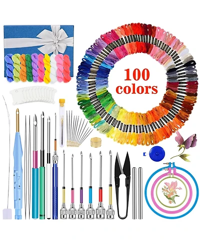 Gnuadz 156 Punch Needle Embroidery Kit Beginner Floss 100 Colors