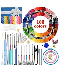 Gnuadz 156 Punch Needle Embroidery Kit Beginner Floss 100 Colors