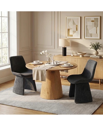 Maison Boucle Modern Upholstered Dining Chairs Set of 2, Curved Back, Armless