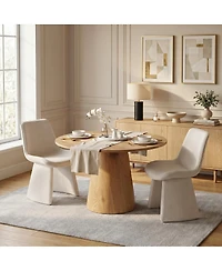 Maison Boucle Modern Upholstered Dining Chairs Set of 2, Curved Back, Armless
