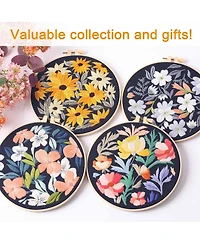 Gnuadz 4pieces Embroidery Starter Kit Patterns Instructions Beginner Cross Stitch Plastic Rings Threads