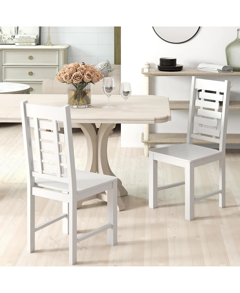 Slickblue Kitchen Dining Chair Set of 2 in Solid Rubber Wood, Durable Wooden Chairs