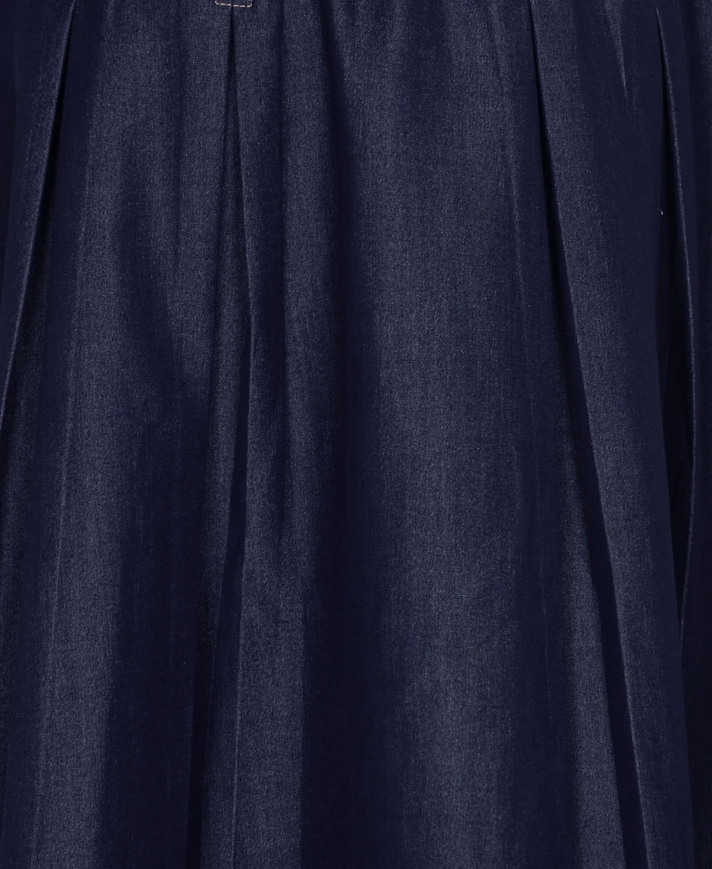 Modenaire Women's High-Waist Pleated A-Line Midi Skirt