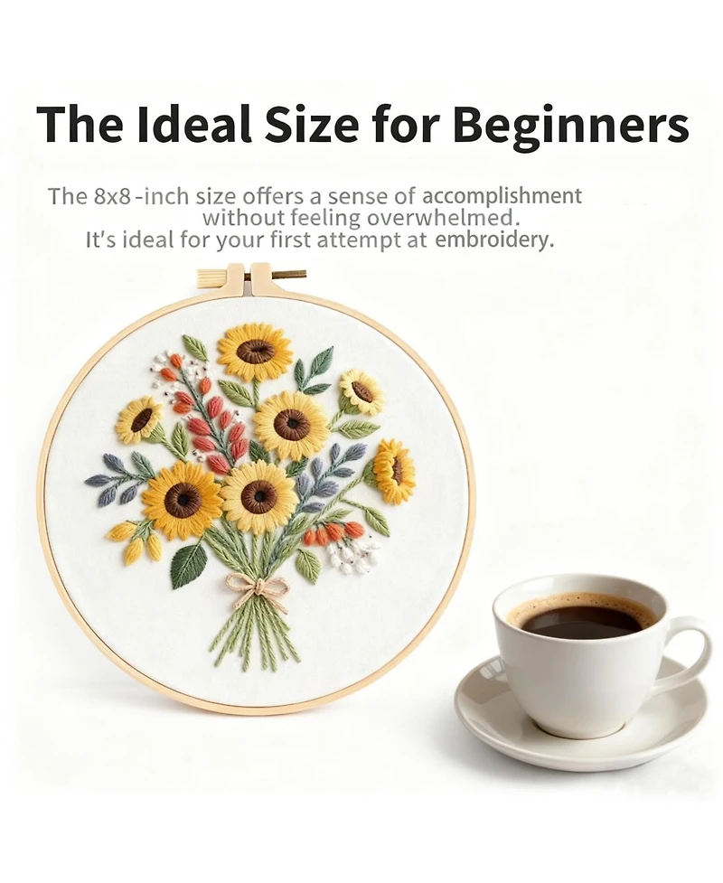 Gnuadz Sunflower Embroidery Kit Diy Cross Stitch Beginner Hoop
