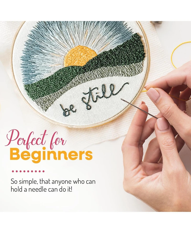 Gnuadz Embroidery Kit Beginners Adults Hoop Thread Be Still