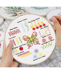 Gnuadz Embroidery Kit Beginners 3 Packs 30 Stitches Practice Tool Hoop Threads