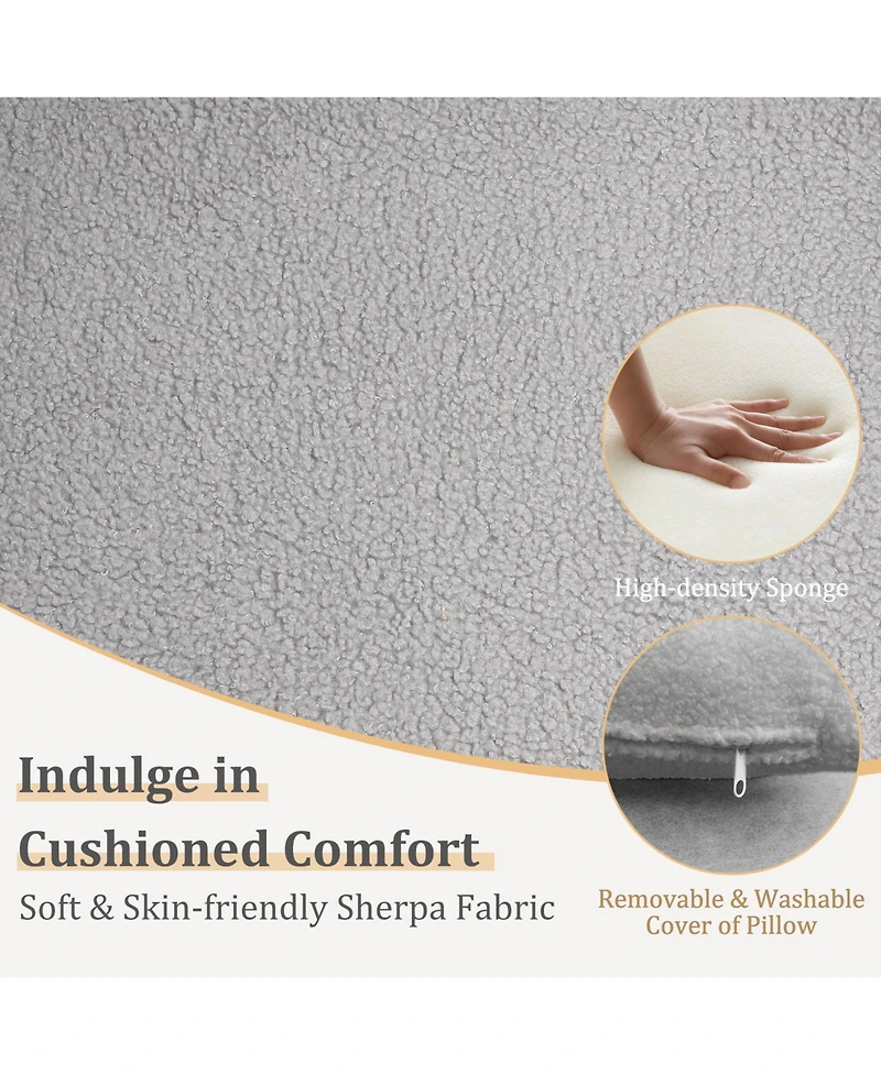 Gouun Sherpa Accent Chair with Lumbar Pillow and Curved Armrests