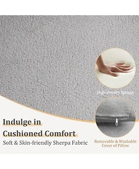 Gouun Sherpa Accent Chair with Lumbar Pillow and Curved Armrests