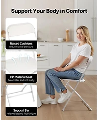 Gouun Plastic Folding Chairs Pack of 4 with Metal Frame, 350 lb Capacity Each