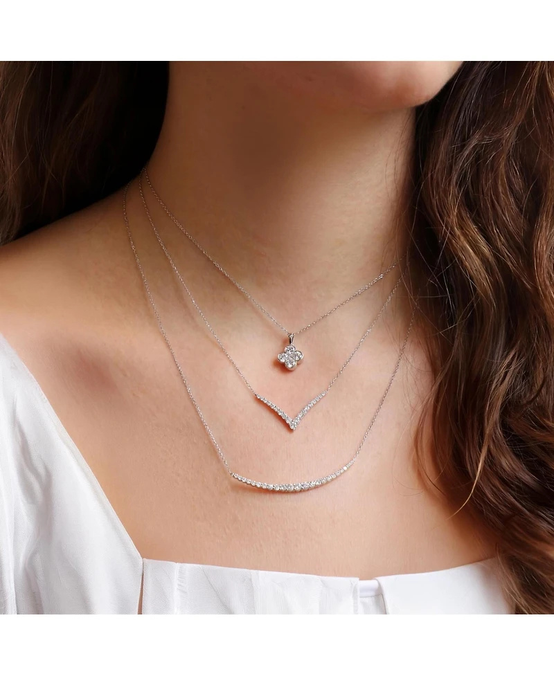 The Lovery Cz Single Clover Necklace Sterling Silver