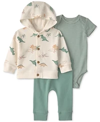 Carter's Baby Boys' Dinosaur Bodysuit, Cardigan and Pants, 3-Piece Set