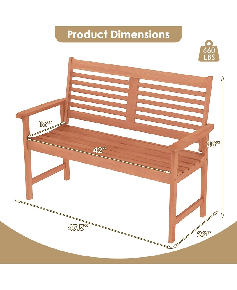 Gouun 26-Inch Solid Wood Garden Park Bench 2-Person