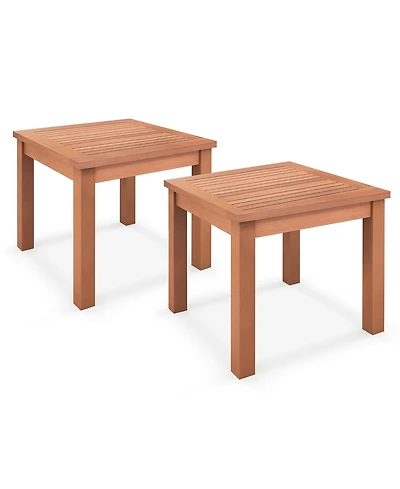 Gymax Outdoor Adirondack Side Table Square End Table Slatted Tabletop