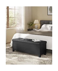 Modern Storage Ottoman with Wooden Legs and 30 Gal