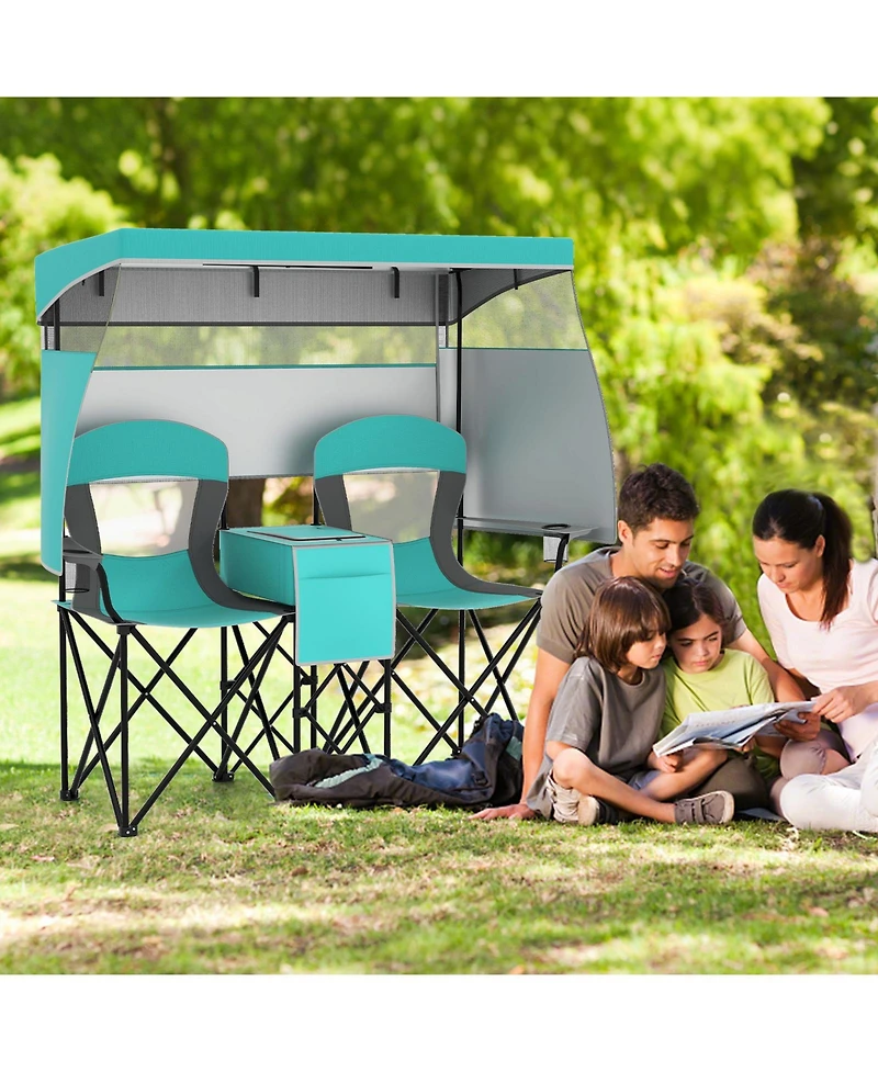 Gouun Folding Beach Chair with Headrest and Cup Holder