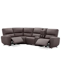 Symond 5-Piece Leather 3 Power Motion Sectional Sofa