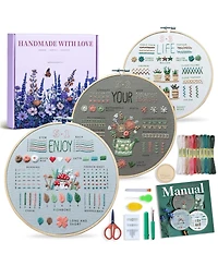 Gnuadz Embroidery Kit Beginners 4k Video Tutorials 33 Stitches Guide Magnetic Minder Diy Gift
