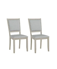 Slickblue Set of 2 Farmhouse Fabric Upholstered Dining Chairs for Kitchen and Dining Room