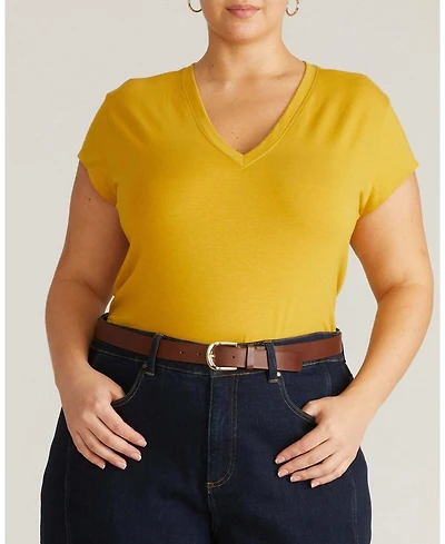 Universal Standard Plus Ashley V Neck Cap Sleeve Tee