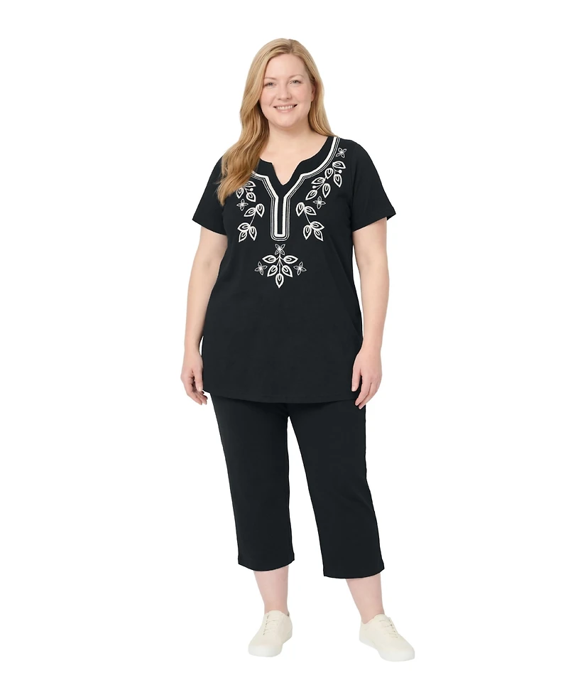 Woman Within Plus Printed Tunic And Capri Set