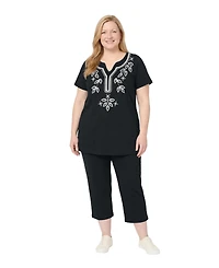 Woman Within Plus Printed Tunic And Capri Set