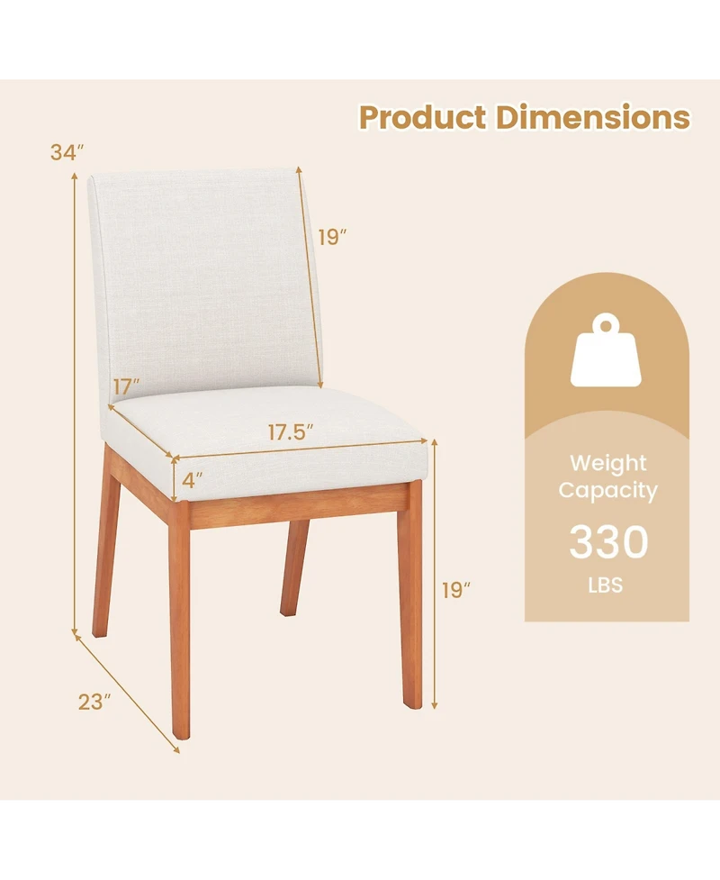 Slickblue Modern Armless Dining Chairs Set of 2 with Upholstered Seat and Wooden Legs
