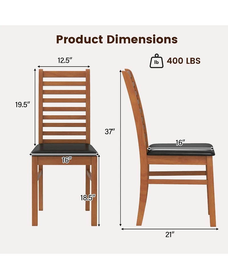 Slickblue Wooden Dining Chair Set of 2 with Rubber Wood Legs for Modern Room Seating