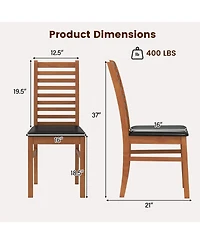 Slickblue Wooden Dining Chair Set of 2 with Rubber Wood Legs for Modern Room Seating