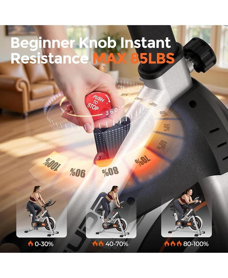 Fed Fitness Magnetic 1.0 Indoor Cycling Bike, Quiet Magnetic Resistance, 300lb Capacity, Smooth Home Exercise Bike with App and Tablet Mount