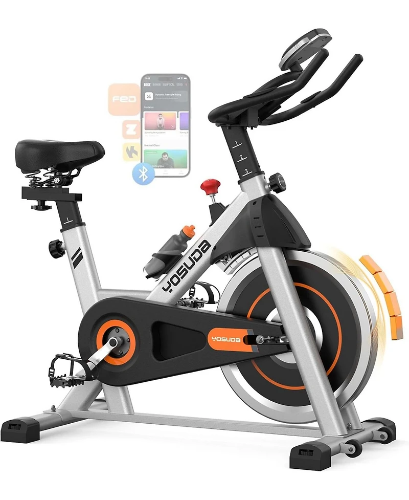 Fed Fitness Magnetic 1.0 Indoor Cycling Bike, Quiet Magnetic Resistance, 300lb Capacity, Smooth Home Exercise Bike with App and Tablet Mount
