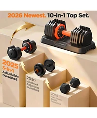 Fed Fitness 25LB Pro Advanced Adjustable Dumbbell Set Pair 10-Level Weights Double Adjustment Gears Flexible Quick Adjust Home Gym Fitness Equipment