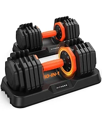 Fed Fitness 25LB Pro Advanced Adjustable Dumbbell Set Pair 10-Level Weights Double Adjustment Gears Flexible Quick Adjust Home Gym Fitness Equipment